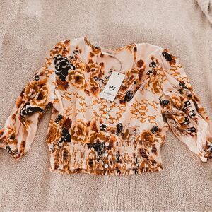 *TALISMAN MALICON FLORAL PRINT PUFF SLEEVE CROP TOP